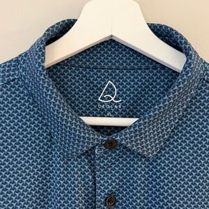 Deolax Men XL Blue Patterned Geometric Short Sleeve Polo Golf Shirt